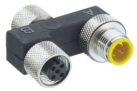 0906 UTP 101 trójnik: gniazdo M12 + 1 gniazdo M12 + wtyk M12, LUMBERG 7843, 0906UTP101