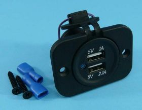 PODW.ŁAD.USB BLUE 12-24V/2,1A
