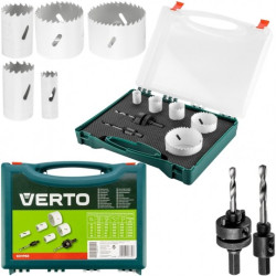 Zestaw otwornic bimetalowych 19-68mm do stali, drewna, tworzywa itp. Komplet 5szt + 2 adaptery w walizce VERTO 60H968