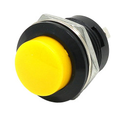 16mm Panel Mount Momentary Pushbutton - Yellow
