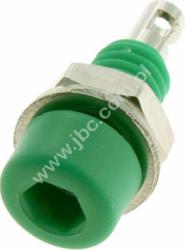 224-M5-GN Gniazdko izolowane 2mm, mont.M5, lutowane, 10A, zielony, ELECTRO-PJP, 224M5GN