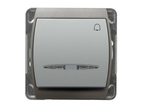 GAZELA Wyłącznik zwierny przycisk "dzwonek" srebro + tytan ŁP-6JS/m/18/23 OSPEL