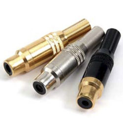 Gniazdo RCA Montaż na kablu Żeński Lutowane, styki pozłacane 5A Deltron