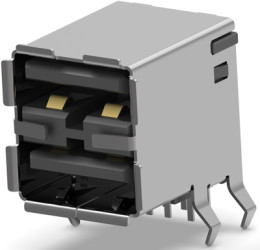 2 x USB-A socket, 8 pole, USB 2.0, solder connection, 5787745-4