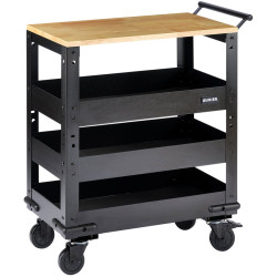 Bunker 11495 3 Tier Trolley with Pull Handle and Hardwood Worktop, 714mm