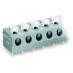 WAGO 804-303 3 Pole 7.5mm 24A Push Button Staggered PCB Terminal Block Grey