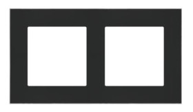 Simon 55 Ramka 2-krotna DUO Czarna, podstawa chrom TRD2.163/149