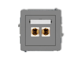 DECO Gniazdo głośnikowe pojedyncze (typu banan - czerwony i czarny pozłacany 4 mm2 do lutowania) szary mat 27DGG-3 KARLIK