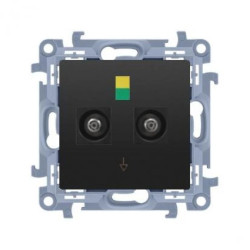 Simon 10 Gniazdo ekwipotencjalne podwójne (moduł) czarny mat CGEK2.01/49