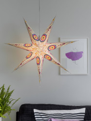 Konstsmide 2926-255 Gwiazda bożonarodzeniowa żarówka, LED biały, kolorowy z perforowanymi motywami, z przełącznikiem