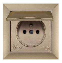 OPAL Gniazdo pojedyncze z/u 16A 250V IP44 z klapką metalizowany piaskowy GPT-16 OpH