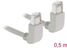 83510 Patch cable Cat.5e SF/UTP top/top angled 0,5m, grey