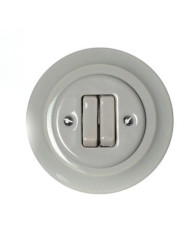 CERAMICZNY WŁĄCZNIK STERUJĄCY ROLETAMI PODTYNKOWY KLAWISZOWY SZARY Z RAMKĄ 2WSRGKL