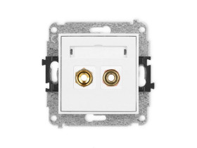 MINI Mechanizm gniazda głośnikowego pojedynczego (typu banan - czerwony i czarny, pozłacany, 4 mm2, skręcany) biały mat 25MGG-4