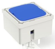 Short-stroke pushbutton, Form A (N/O), 100 mA/35 V, illuminated, blue, actuator (blue), 2.9 N, THT, 3.14.200.015/0000