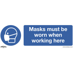 Worksafe SS57V10 Safety Sign Masks Must Be Worn - Self-Adhesive Vinyl - PK10