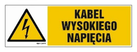 ZNAK - HB004 Wysokie napięcie niebezpieczne dla życia 45 x 15 cm PN - Płyta 1mm