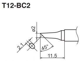 T12-BC2 grot fi 2mm ścięty 45°