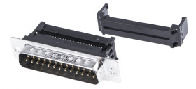 Złącze D-Sub 25-pinowe Męski Kąt Proste Montaż na kablu raster 2.77mm Złoto na niklu