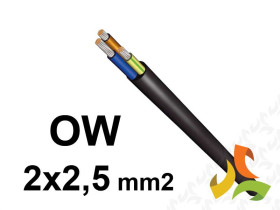 Przewód OW 2x2,5 mm2 (300/500V) gumowy warsztatowy H05RR-F (krążki 100m) G-013010 TELEFONIKA