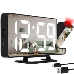 Zegar LED budzik z projektorem czerwony USB-C IZOXIS