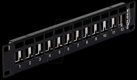 43326 10“ Keystone Patch Panel 12 Port metal black