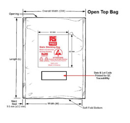 Torba antystatyczna szerokość 355mm Otwarta góra długość 405mm Torba z osłoną antystatyczną typ: Worek