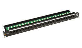 Patch Panel Solarix 24 x RJ45 CAT6 UTP z wspornikiem czarny 1U SX24L-6-UTP-BK