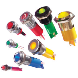 APEM Q8F1CXXW24E 8mm LED Panel Indicator White 220V AC Flush Chrome Bezel