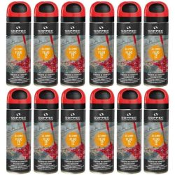 Farba geodezyjna do znakowania czerwona 500ml spray 12 sztuk SOPPEC Fluo T.P.