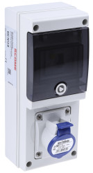 RCD 16A Gniazdo 230 V 2P + E Żeński Scame Niebieski Montaż ścienny IP44