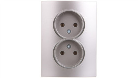 Logi Gniazdo Podwójne Bez Uziemienia Kompletne Śrubowy Srebrny 16A 250V...