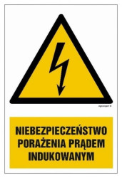 ZNAK - HA013 Niebezpieczeństwo porażenia prądem indukowanym 70 x 105 cm FN - Folia samoprzylepna