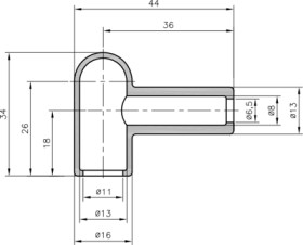 Cable grommet, cable Ø 6.5 to 11 mm, L 44 mm, neoprene, black, 02540095010