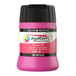 Daler-Rowney System3 250ml Screen Printing Acrylic Paint Fluorescent Pink