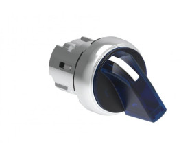 Przełącznik 3 pozycyjny 1-0-2 metalowy podświetlany z samopowrotem z pozycji 2 do 0 fi22mm pokrętło krótkie Niebieski LPSSL1336