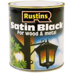 Rustins SATB250 Quick Drying Satin Black Paint 250ml