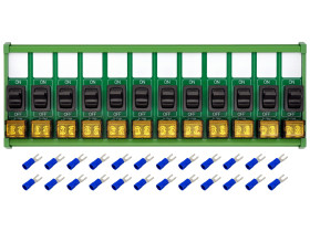 DIN Rail Mount 12 Channel Paddle Rocker Switch Module, 10Amp 250VAC / 50VDC