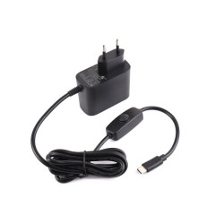 Zasilacz USB Type-C 27 W PD z przełącznikiem zasilania, kabel 1,2 m, wtyczka EU - Waveshare 32322