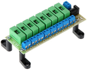 Dystrybutor zasilania (łączówka, rozgałęźnik) 2-we/8-wy max.24VDC 8A bezpiecznik 8x1A obudowa na ścianę LZ-8/E