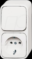 2601/6/2300EAPW500 Combination outlet, with rocker switch off and changeover switch
