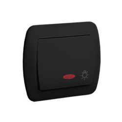 Simon Akord Przycisk światło z podświetleniem 10AX, 250V, zaciski śrubowe czarny AS1L/49