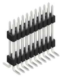 Pin header, 20 pole, pitch 1.27 mm, angled, black, SLVW10SMD10220Z