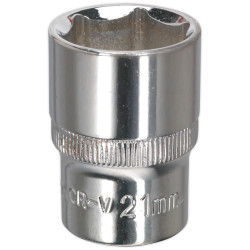 Sealey SP1221 WallDrive&#xAE; Socket 21mm 1/2&quot;Sq Drive Fully Polished