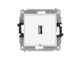 MINI Mechanizm gniazda pojedynczego USB A-A 2.0, bez pola opisowego biały mat 25MGUSBBO-1 KARLIK