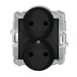 ICON Mechanizm gniazda podwójnego do ramki bez uziemienia 2x2P (przesłony torów prądowych) czarny mat 12IGPR-2p