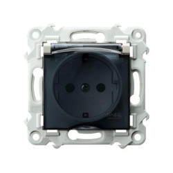 SZAFIR Gniazdo bryzgoszczelne z uziemieniem schuko IP-44 wieczko przezroczyste z przesłonam kaszmirowy beż GPH-1ZSP/m/83/d