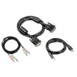 Kabel KVM, Gniazdo 3,5 mm, DVI-I, USB A - Gniazdo 3,5 mm, DVI-I, USB B, kolor: Czarny, Trendnet