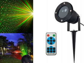 Christmas Laser Projector - Waterproof Outdoor - Moving Star Shower - Red & Green