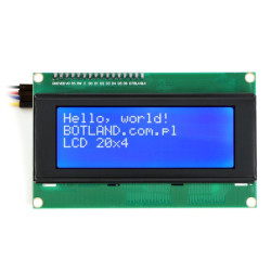 Wyświetlacz LCD 4x20 znaków niebieski + konwerter I2C LCM1602